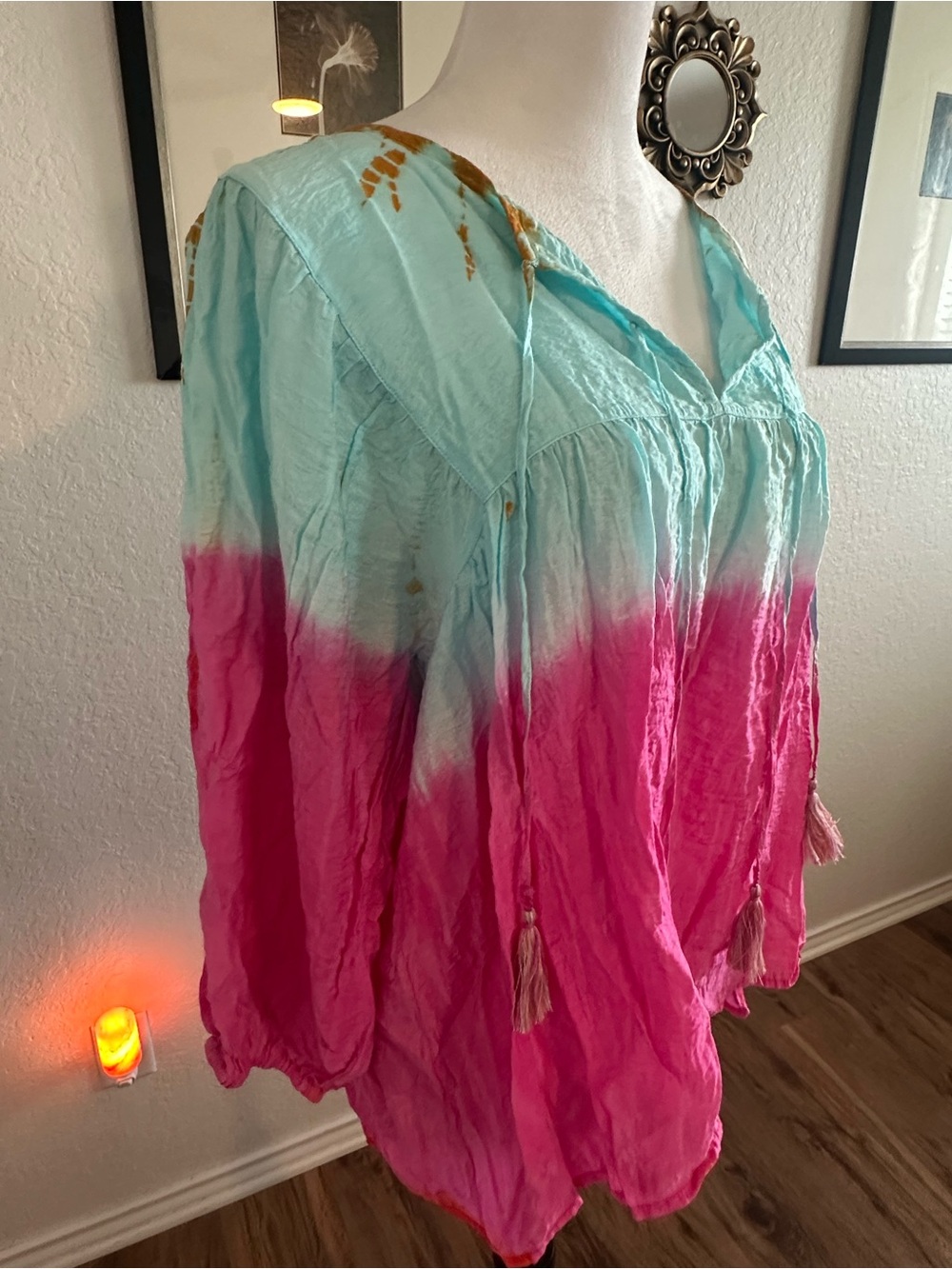 John Mark Ombre Peasant Top (oversized)